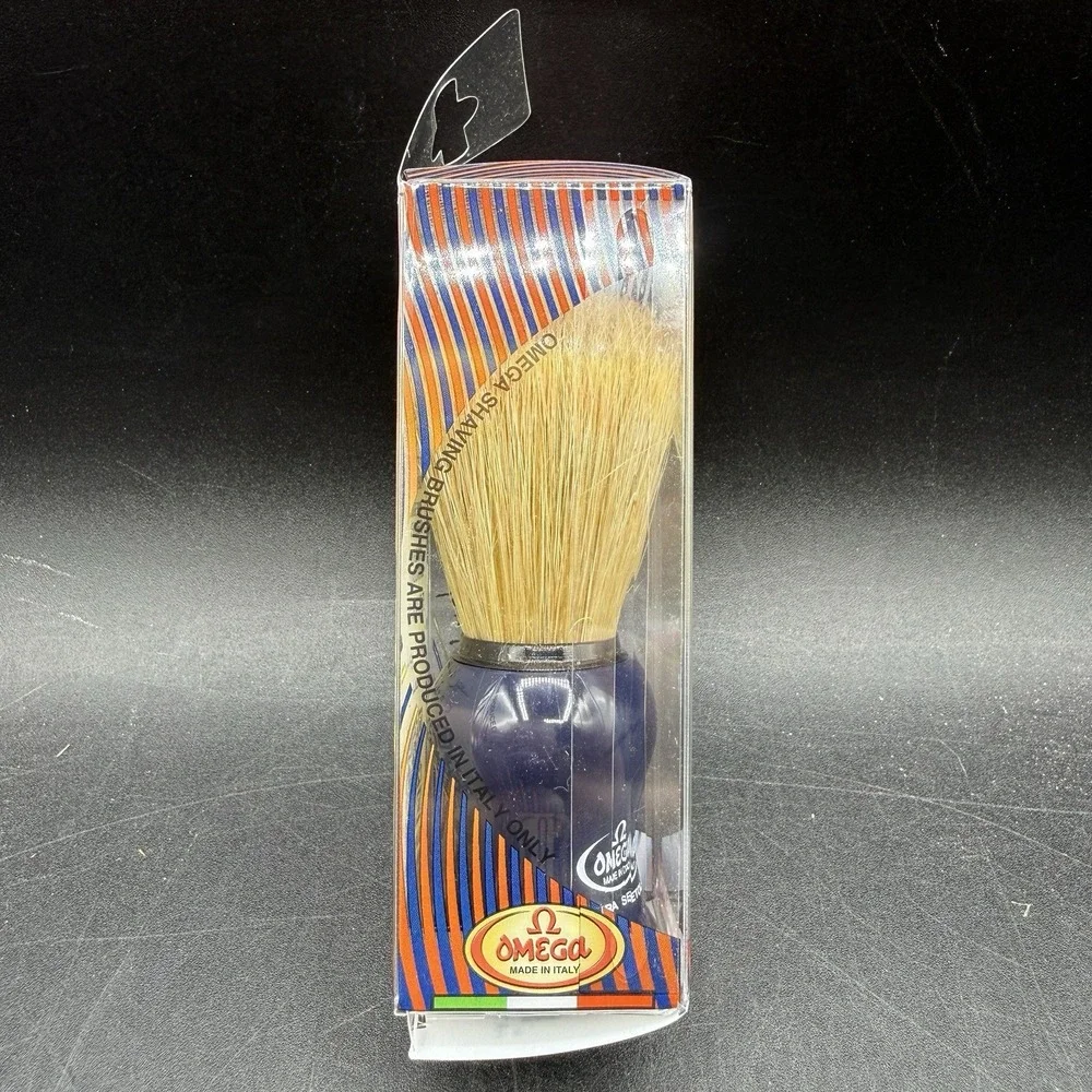 Omega Shaving Brush Mens OS Blue Italy Boar Bristle Grooming